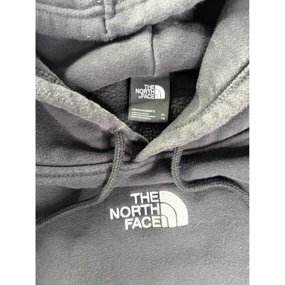 The North Face Mens XL Black Pullover Hoodie White Logo Kangaroo Pocket Fleece